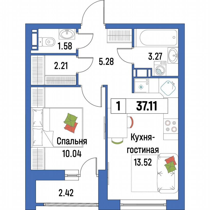1-к. квартира, 37,1 м², 15/16 эт.