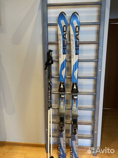 Горные лыжи head с креплениями, палки, шлем, чехол