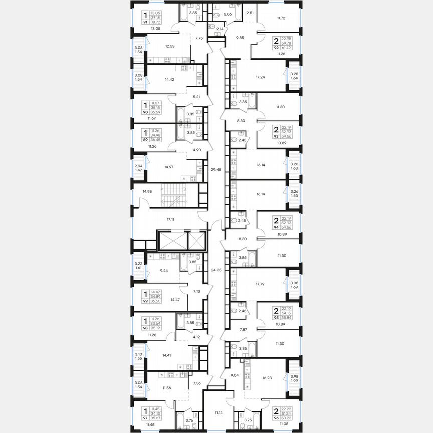 2-к. квартира, 54,6 м², 10/15 эт.