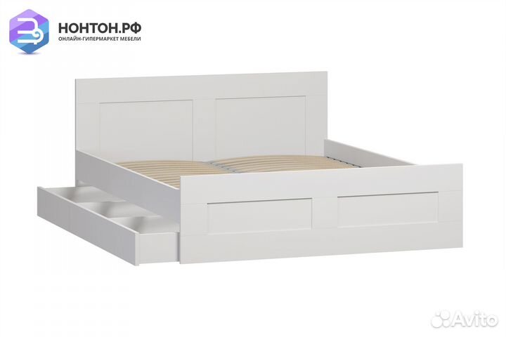 Кровать двуспальная Сириус белая с ящиками