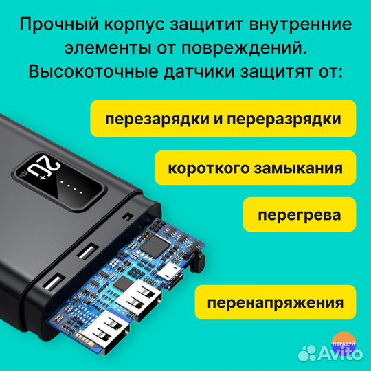 Повербанк 20000 mah с быстрой зарядкой 22,5 Вт