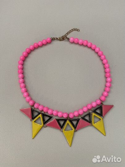 Новые балетки розовые колье бусы ретро