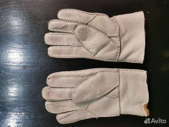 Перчатки мужские, замша, натур мех