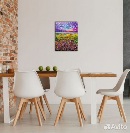 Картина маслом на холсте Пейзаж Краски заката