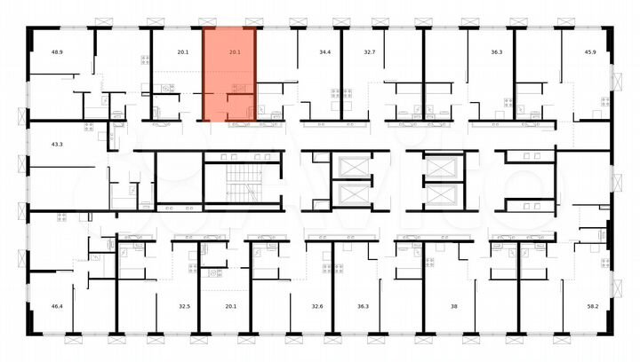 Квартира-студия, 20,1 м², 22/33 эт.