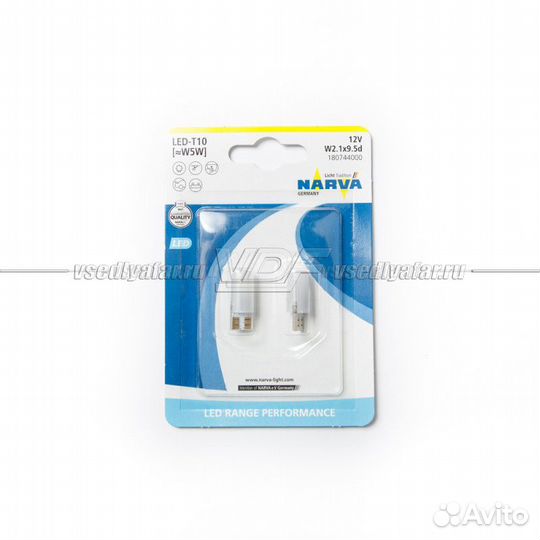 Светодиодные лампы narva T10 W5W 12V-0,6W LED 6000