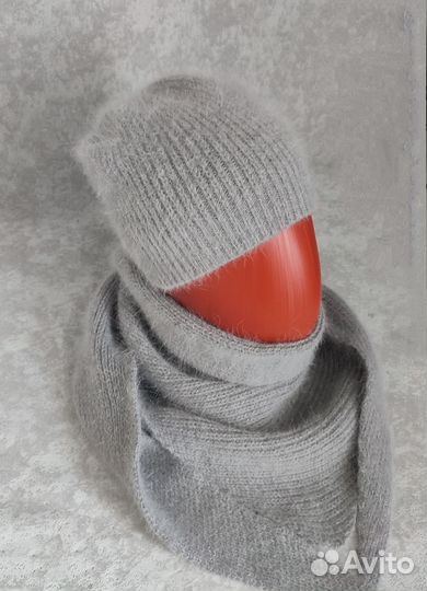 Женская шапка и косынка из ангоры/пуха норки