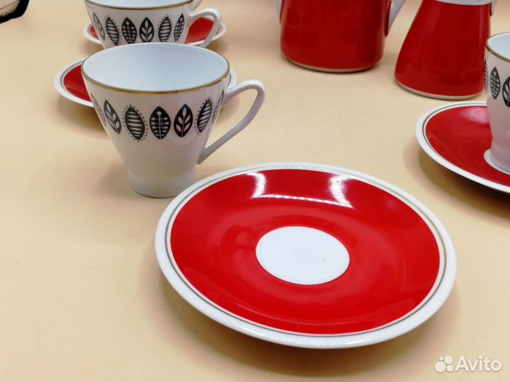 Сервиз кофейный 14пр тонкий фарфор Freiberger гдр