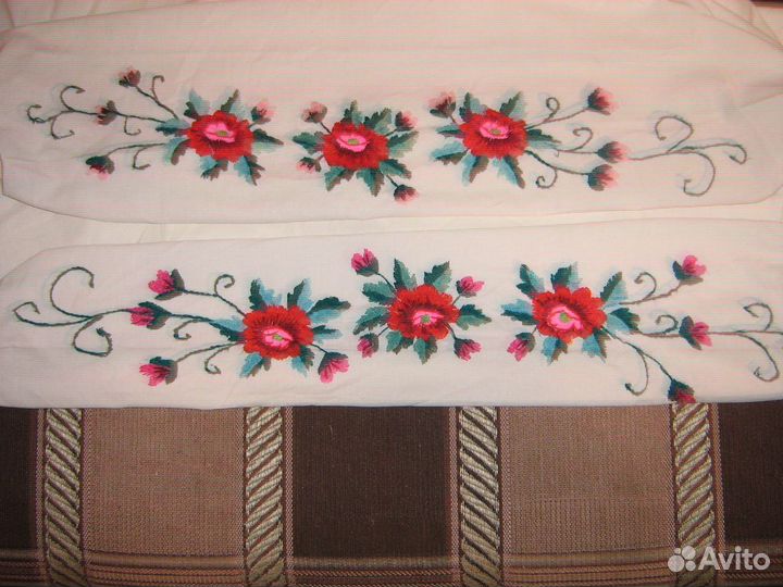Вышивка наволочка цветы СССР пара