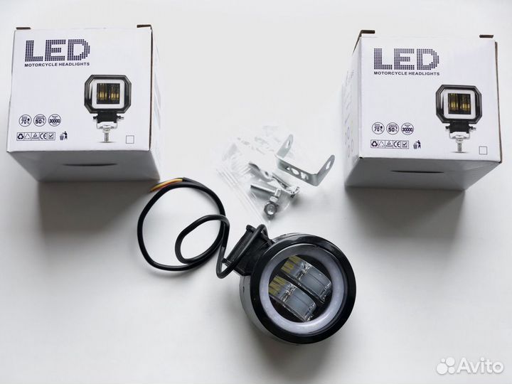 Led птф фары с дхо ангельские глазки 12-80V