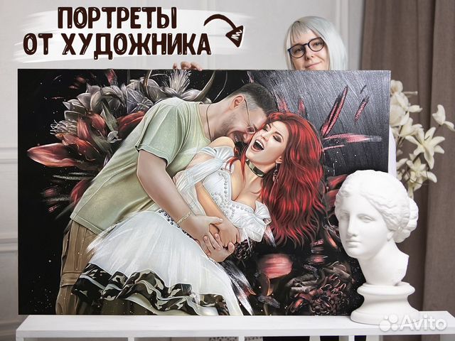 Портрет по фото на холсте на заказ от художника