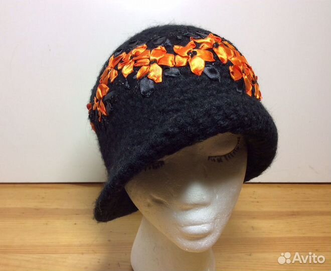 Авторская шляпка с атласными лентами, 54-57,арт195