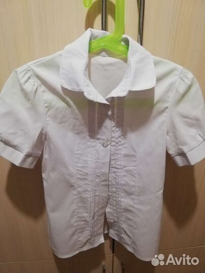 Блузка белая для девочки с коротким рукавом