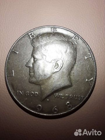 Монета 50 центов США 1968