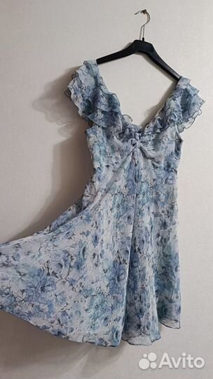 Голубое с цветами платье Befree 48 размер L