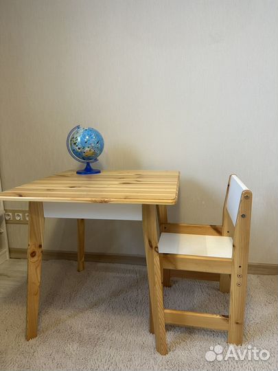 Детский стол и стул деревянный