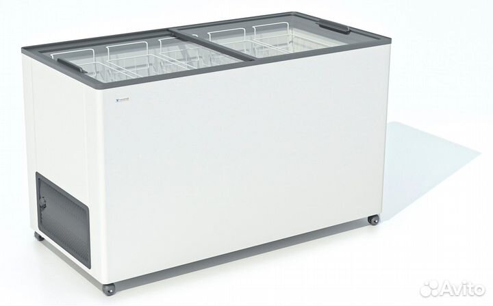Ларь морозильный frostor f 400 с прямое стекло сер