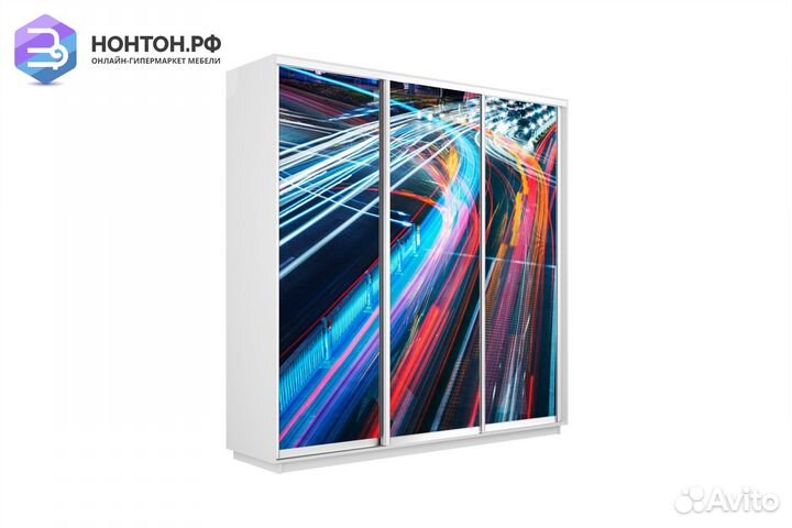 Шкаф-купе 3-х дверный Нонтон фото №1008 / белый сн