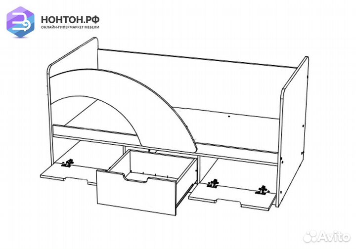 Кровать Юниор-3 Мульт розовый металл / дуб беленый