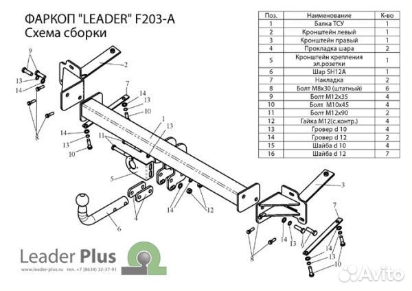 Фаркоп Фиат (fiat) Doblo 2001-2010 фургон
