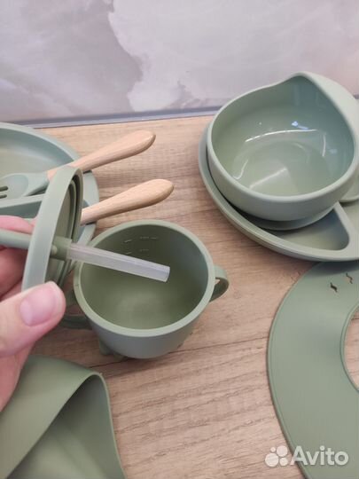 Посуда детская силиконовая для двойни