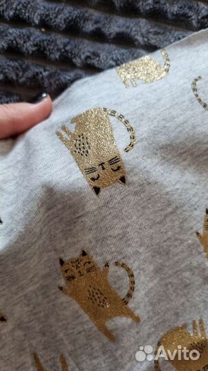 Ткань кулирка коты глиттер 0.5 м