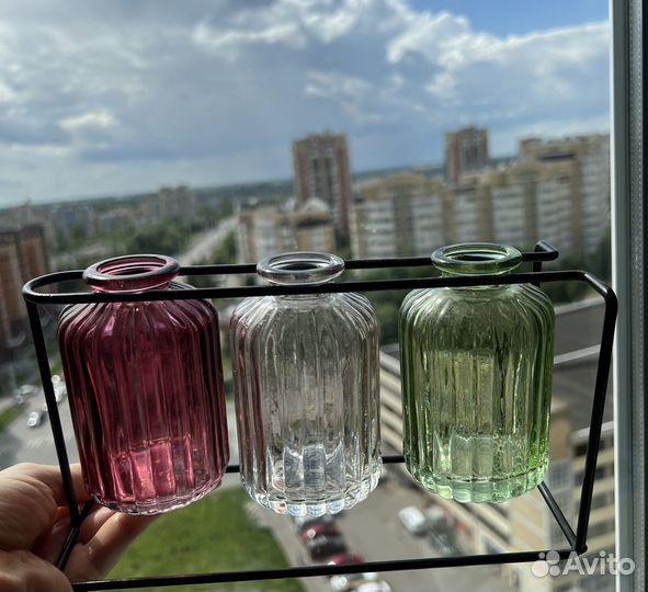 Винтажные вазочки из цветного стекла