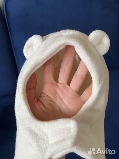 Шерстяная шапка шлем для 6-8 мес на липучках