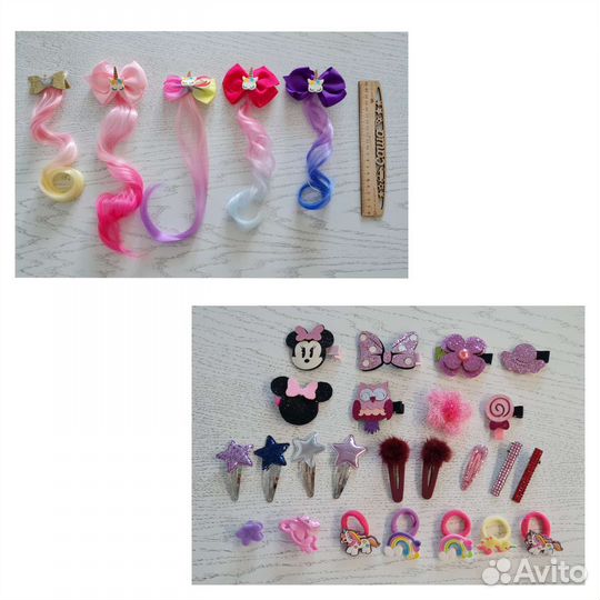 Заколочки,резиночки,радужные прядки для волос