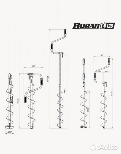 Ледобур Тонар buran 130L левое вращение