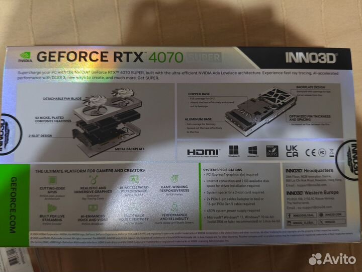 Rtx 4070 super inno3d white новая