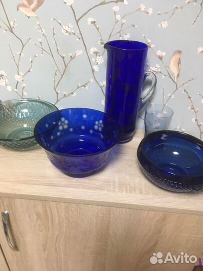 Посуда из цветного стекла СССР