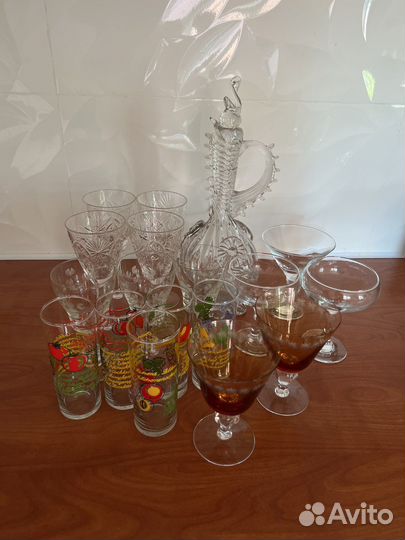 Стаканы бокалы кувшин стекло хрусталь разное