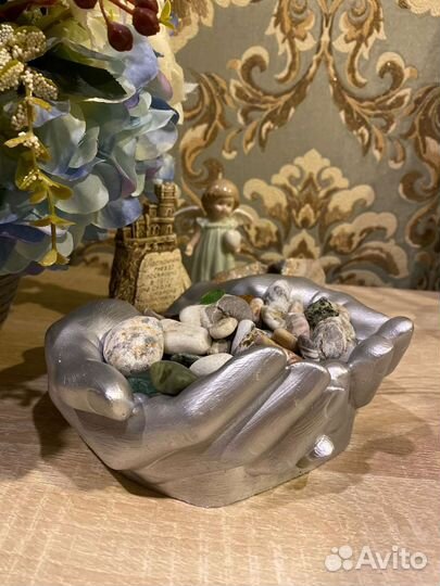 Ладони кашпо ваза из гипса в подарок