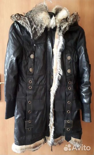 Кожаная куртка женская с натуральным мехом