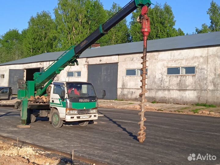 Аренда ямобура, установка опор лэп