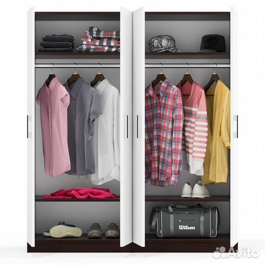 Широкий шкаф Мебельный Двор ск-9 цвет венге/белый шагрень, шхгхв 140х45х160 см