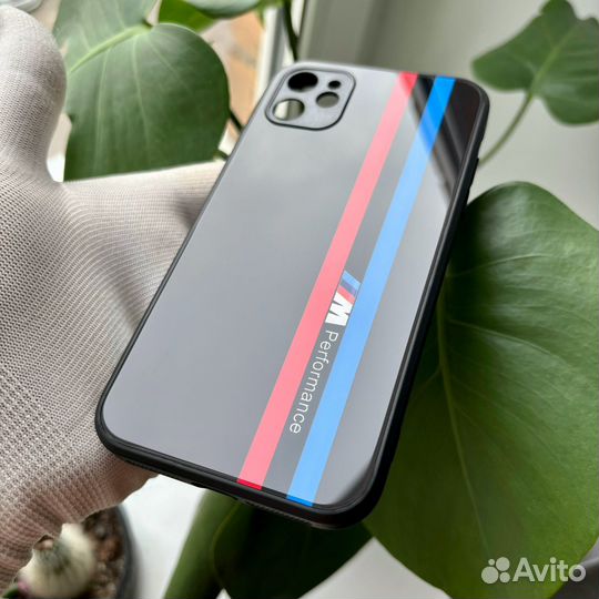 Чехол на iPhone 11 BMW стеклянный