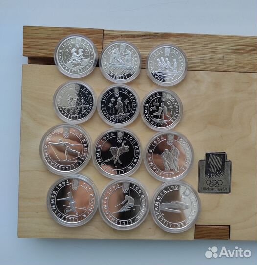 Олимпиада Лиллехаммер 1994 12 монет серебро пруф