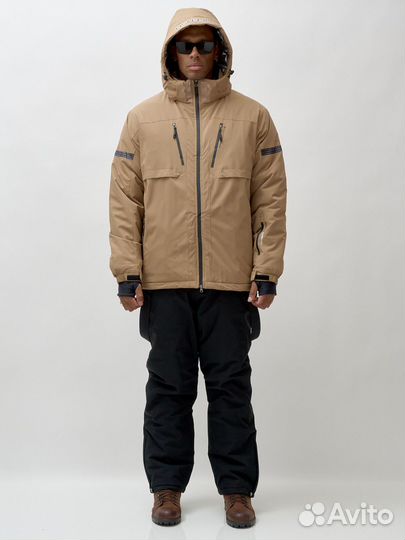 Горнолыжный костюм мужской зимний бежевого цвета 3710B
