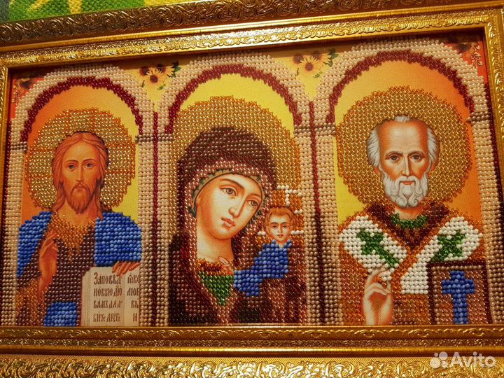 Икона, вышитая бисером. Ручная работа