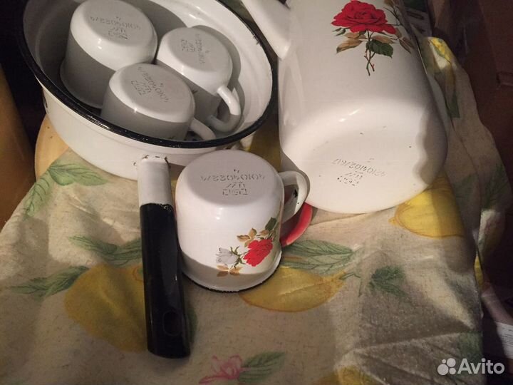 Вёдра Чайник Кофейник со стаканами Эмаль.ссср