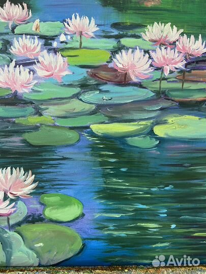 Картина маслом на холсте Пруд с кувшинками