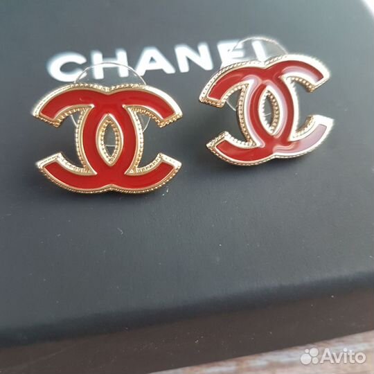 Серьги Chanel бордовые