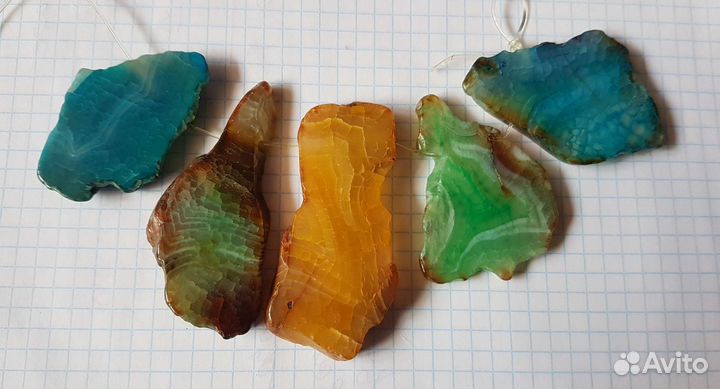 Набор подвески бусины, срез агата