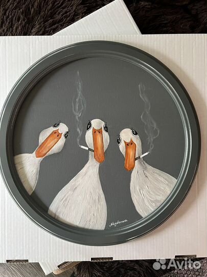 Картина акрил Гуси