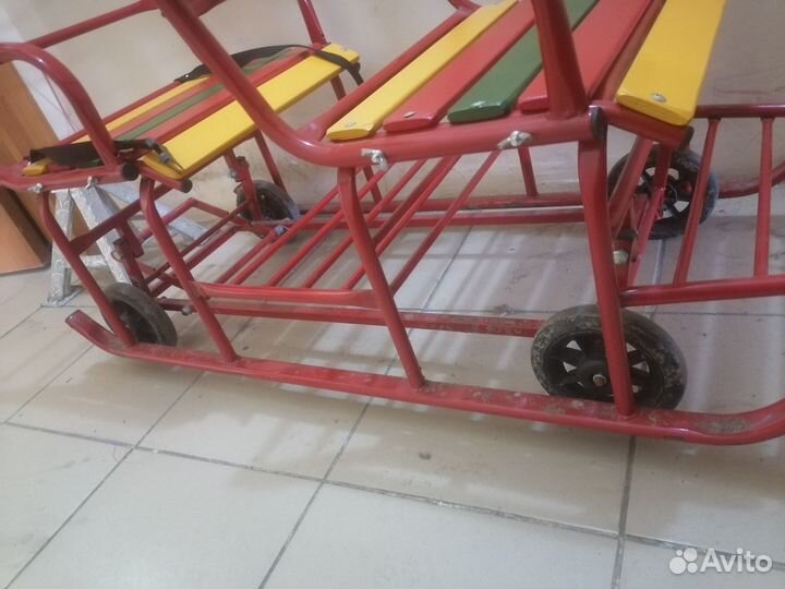 Санки для двойни на колёсиках