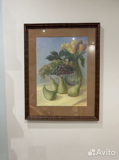 Картина цветы фрукты натюрморт пастелью