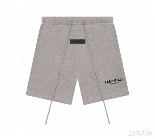 Шорты essentials fear of god оверсайз fog серые