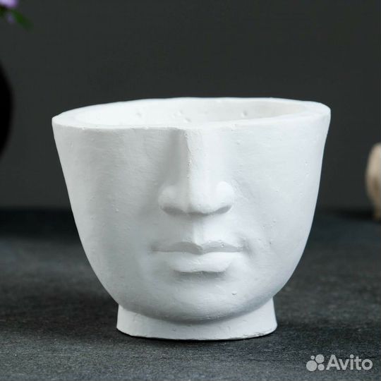 Кашпо гипс горшок подсвечник для свечей голова